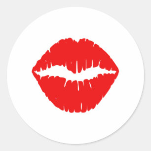 Pegatina Redonda Palo de labios rojo