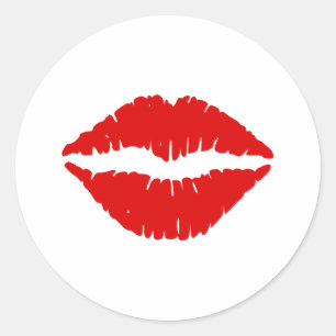 Pegatina Redonda Palo de labios rojo