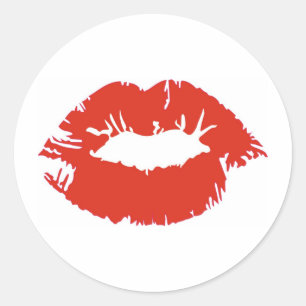 Pegatina Redonda Palo de labios rojo