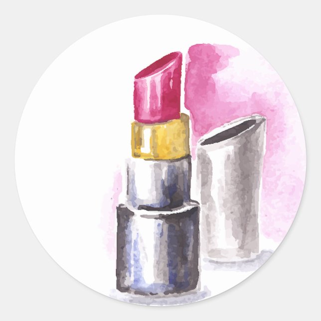 Pegatina Redonda Palo de labios rosados (Anverso)