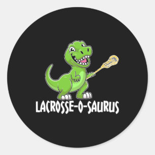 Pegatina Redonda Palo de Lacrosse T-rex Dino Lacrosse 