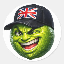 Pegatina Redonda Palo divertido de la Union Jack británica verde