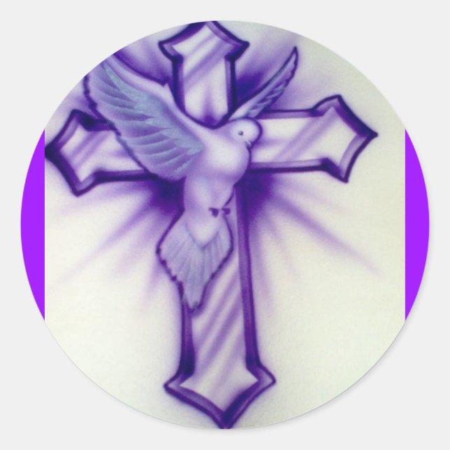 Pegatina Redonda Palo y cruz (Anverso)