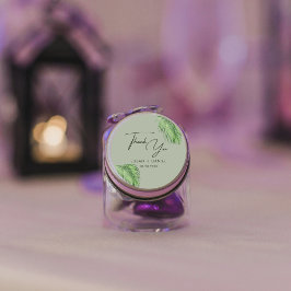 Pegatina Redonda Paloma acuarela tropical hojas Boda Gracias