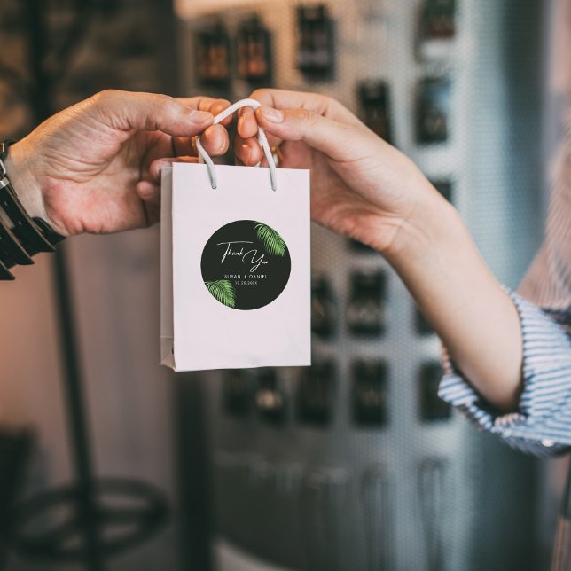 Pegatina Redonda Paloma acuarela tropical hojas Boda Gracias (Subido por el creador)