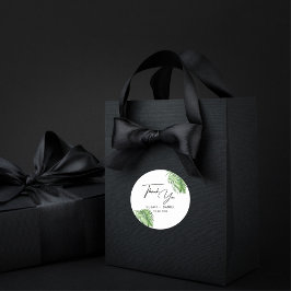 Pegatina Redonda Paloma acuarela tropical hojas Boda Gracias