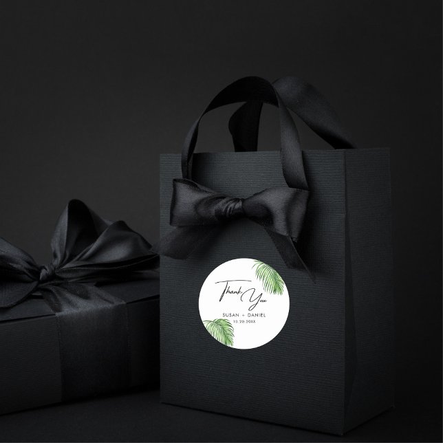 Pegatina Redonda Paloma acuarela tropical hojas Boda Gracias (Subido por el creador)