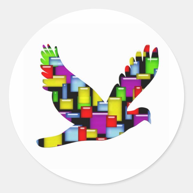 Pegatina Redonda paloma de mosaico (Anverso)