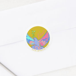 Pegatina Redonda Paloma de paz, sin amarillo de guerra