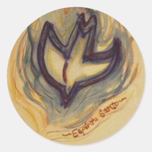 Pegatina Redonda Paloma del Espíritu Santo