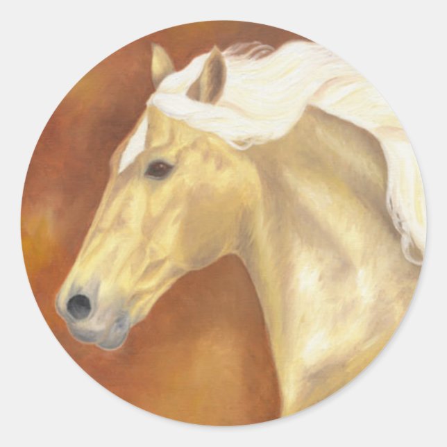 Pegatina Redonda Palomino Galloping (Anverso)