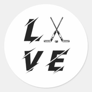 Pegatina Redonda Palos de amor de hockey sobre hielo divertido Gif