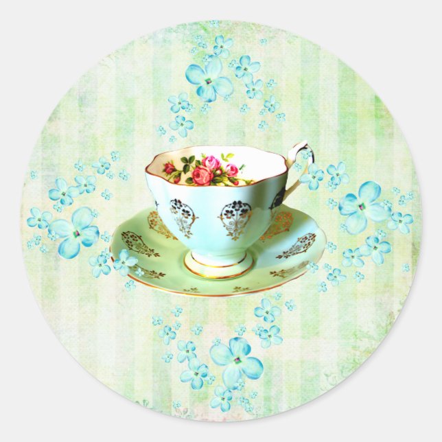 Pegatina Redonda Palos de flores/franjas (Anverso)