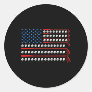 Pegatina Redonda Palos de Golf Patrióticos Golf USA Bandera 4 de Ju