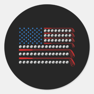 Pegatina Redonda Palos de Golf Patrióticos Golf USA Bandera 4 de Ju