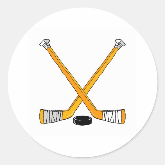 Pegatina Redonda Palos de hockey (Anverso)