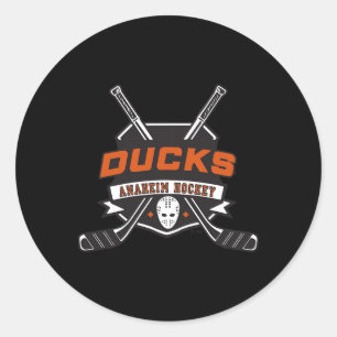 Pegatina Redonda Palos de Hockey Anaheim Ducks Blancos Licencia Ofi