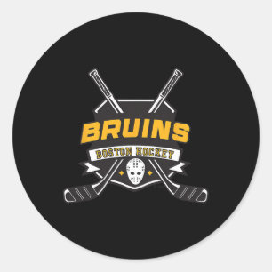 Pegatina Redonda Palos de Hockey Boston Bruins Gris Licencia Oficia