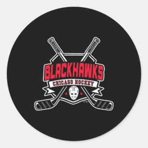 Pegatina Redonda Palos de Hockey Chicago Blackhawks Negro Oficialme