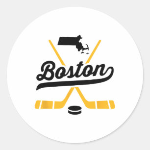 Pegatina Redonda Palos de hockey sobre hielo vintage de Boston Fan 