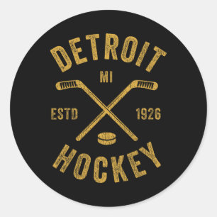 Pegatina Redonda Palos de hockey sobre hielo vintage Detroit Mi Det