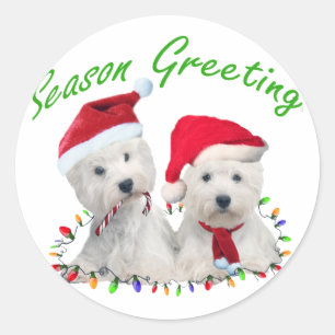 Pegatina Redonda Pals de Navidades de West Highland