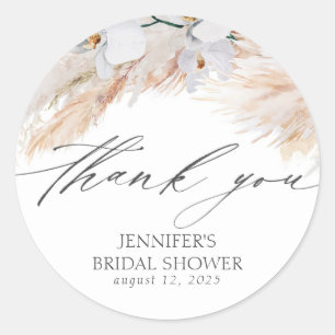 Pegatina Redonda Pampas Grass Bridal Shower