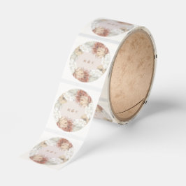 Pegatina Redonda Pampas Grass Floral Monogram Wedding