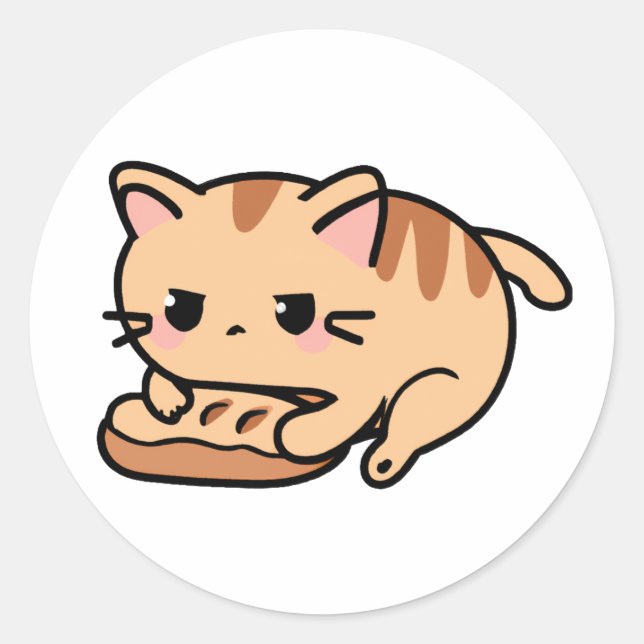 Pegatina Redonda Pan amasador de gato (Anverso)