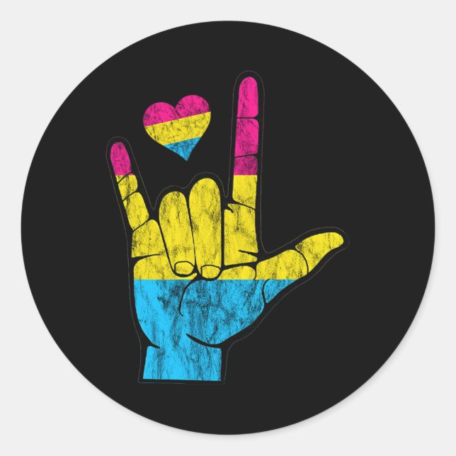 Pegatina Redonda Pan ASL Orgullo Pansexual pérdida de conocimiento  (Anverso)