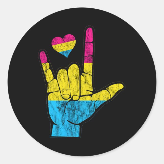 Pegatina Redonda Pan ASL Orgullo Pansexual pérdida de conocimiento  (Anverso)