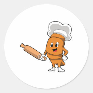 Pegatina Redonda Pan como cocinar con pasador de rodillo