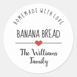 Pegatina Redonda pan de banana casero con amor blanco simple