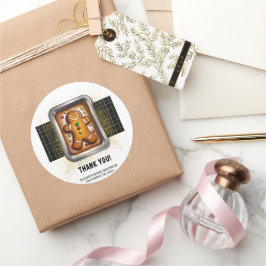 Pegatina Redonda Pan de jengibre moderno en Pan Baby Shower