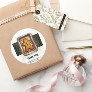 Pegatina Redonda Pan de jengibre moderno en Pan Baby Shower