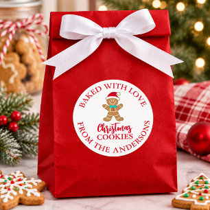 Pegatina Redonda Pan de Jengibre Navideño Horneado con Amor
