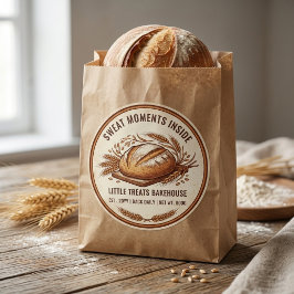 Pegatina Redonda Pan de masa madre rústico Embalaje de panadería ca