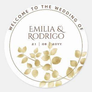 Pegatina Redonda Pan de Oro Boda de bienvenida Favor de la boda
