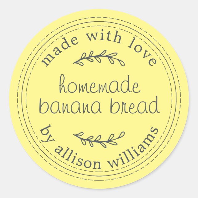 Pegatina Redonda Pan de plátano casero de rusia amarillo (Anverso)