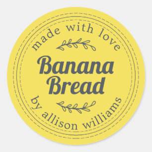 Pegatina Redonda Pan de plátano casero de rusia amarillo