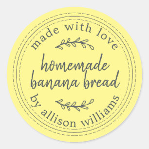 Pegatina Redonda Pan de plátano casero de rusia amarillo