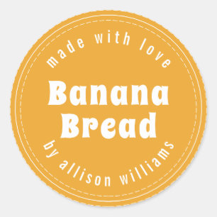 Pegatina Redonda Pan de Plátano Casero Moderno Amarillo Suave