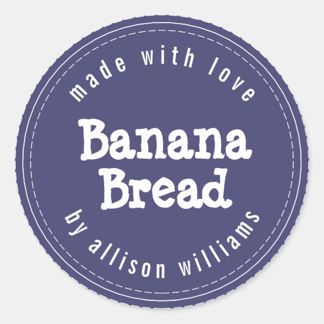 Pegatina Redonda Pan de plátano casero moderno azul marino (Anverso)