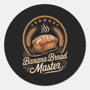 Pegatina Redonda Pan de Plátano Maestro Panadero Chef Humor Otoño R