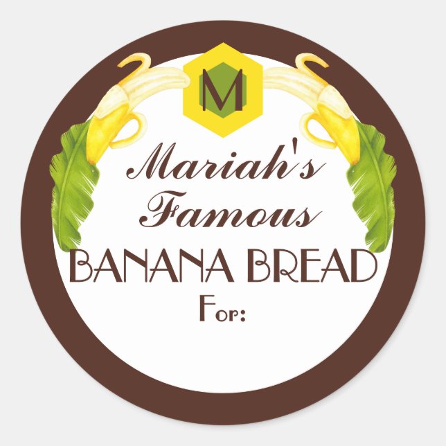 Pegatina Redonda Pan de plátano salsa mermelada enlatada de la coci (Anverso)