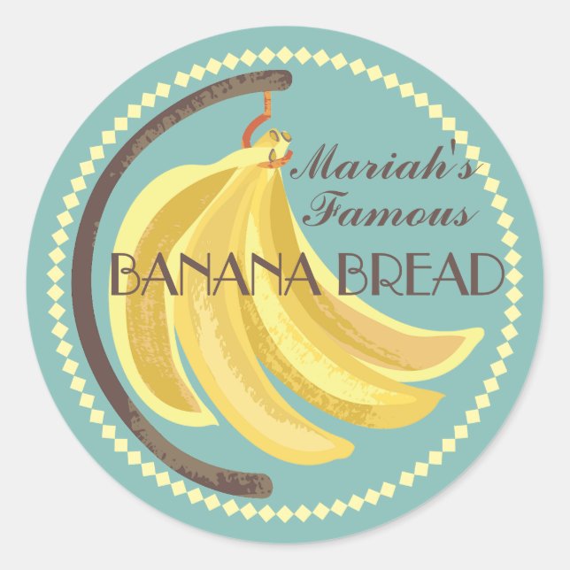 Pegatina Redonda Pan de plátano salsa mermelada enlatada de la coci (Anverso)