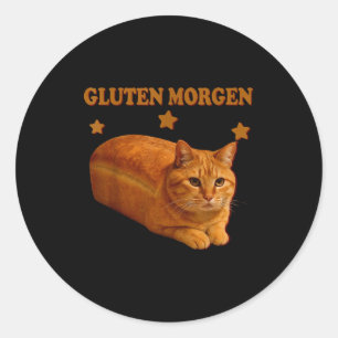 Pegatina Redonda Pan Divertido Gato Meme Gluten Morgen Humor Gráfic