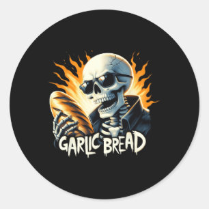 Pegatina Redonda Pan Halloween Skeleteen Panadería Baker Bread Love