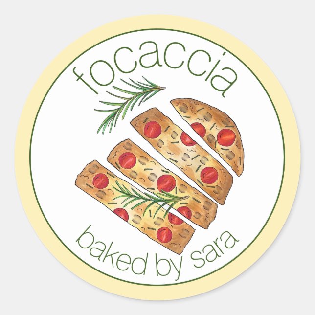 Pegatina Redonda Pan Italiano Focaccia Pan Hecho En Casa (Anverso)