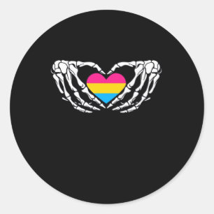 Pegatina Redonda Pan Pride Skeleton Pan Gótico Corazón de Halloween